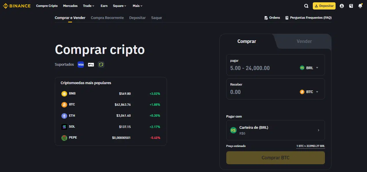 Comprar Bitcoin na Binance