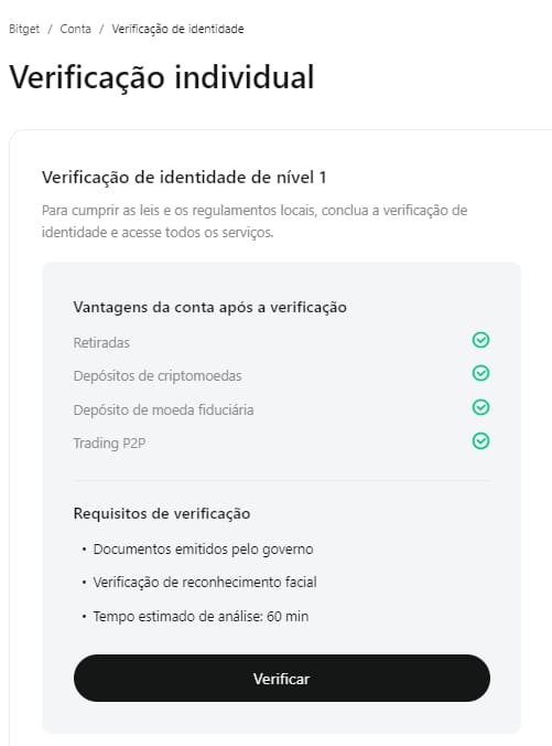 verificação Bitget