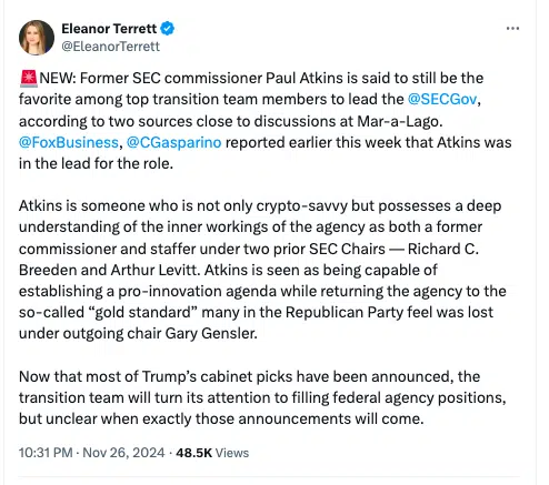 Trump e novo presidente da SEC