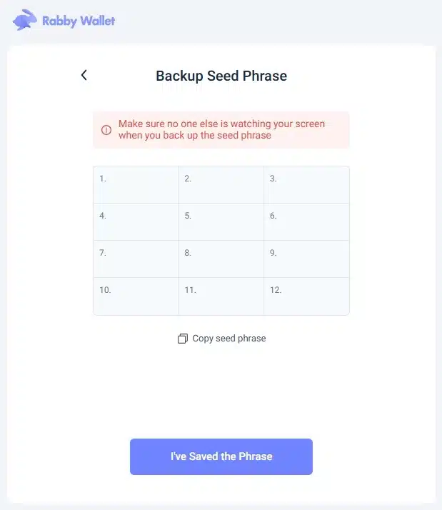 Phrase Rabby Wallet