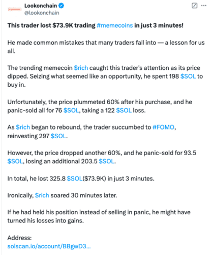 Trader perde milhões com memecoin na Solana