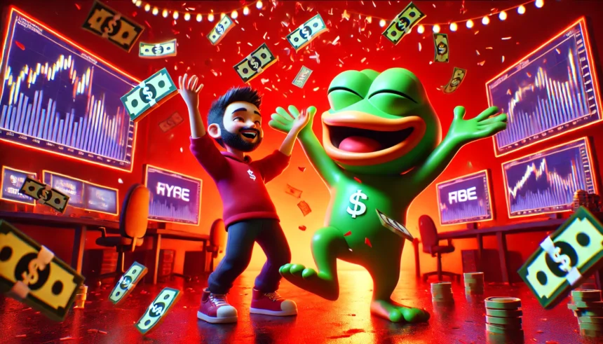 Trader transforma US$ 2 mil em PEPE em US$ 43 milhões e vende com lucro de US$ 10 milhões
