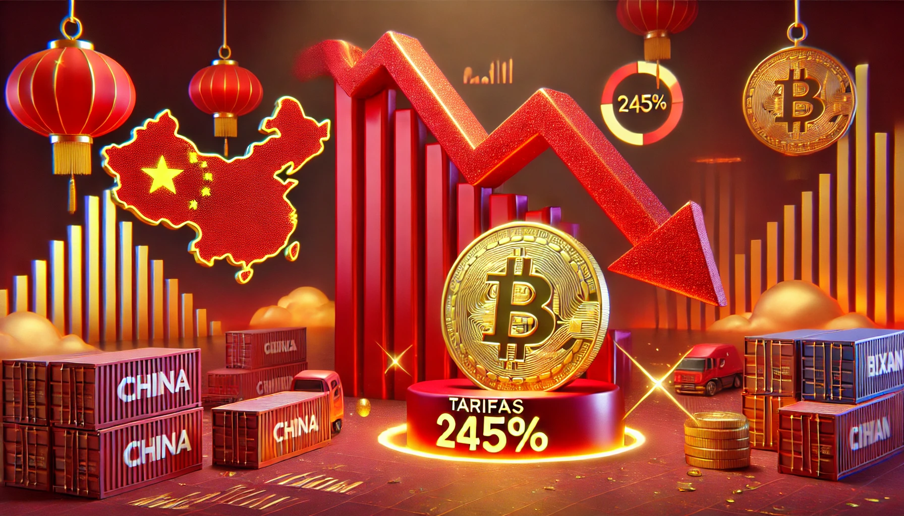 China recebe tarifas de 245% Bitcoin recua e ouro bate recorde