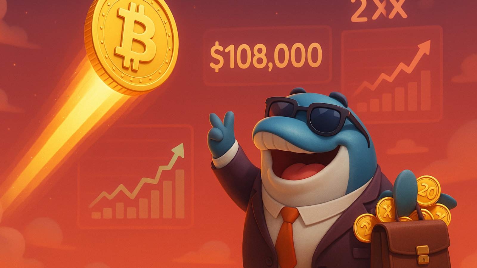 Bitcoin atinge US$ 108 mil após baleia investir 20x com alavancagem, impulsionando nova onda de otimismo no mercado.