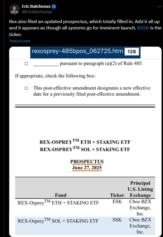ETF Solana com staking