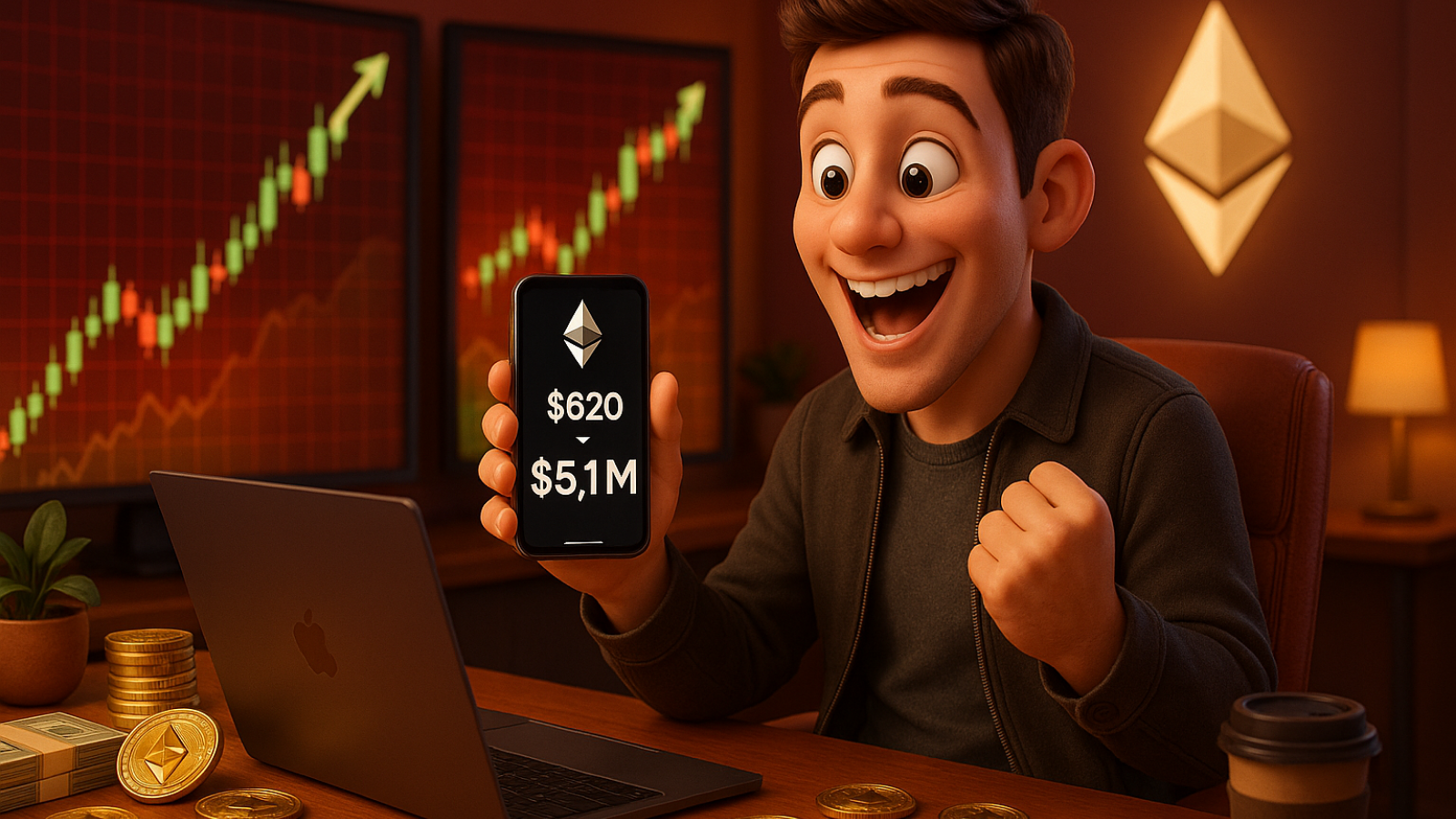 Investidor faz US$ 620 virarem US$ 5,1 milhões com investimento no Ethereum
