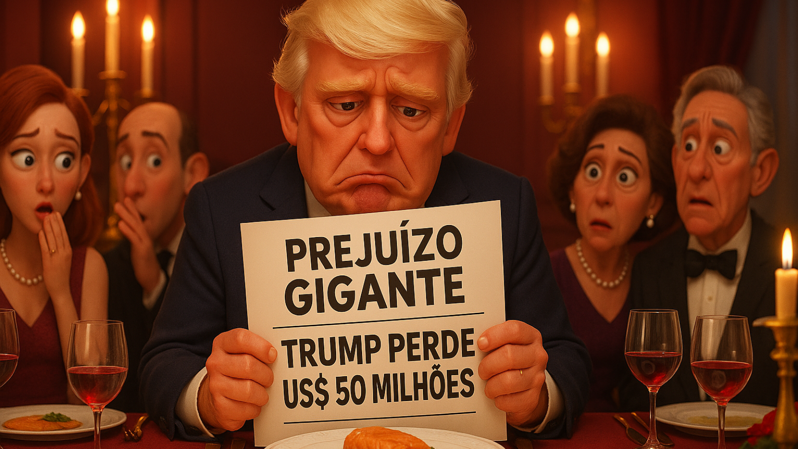 Jantar de luxo, prejuízo Gigante Trump Perde US$ 50 milhões por dia