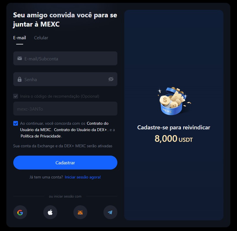 cadastro mexc