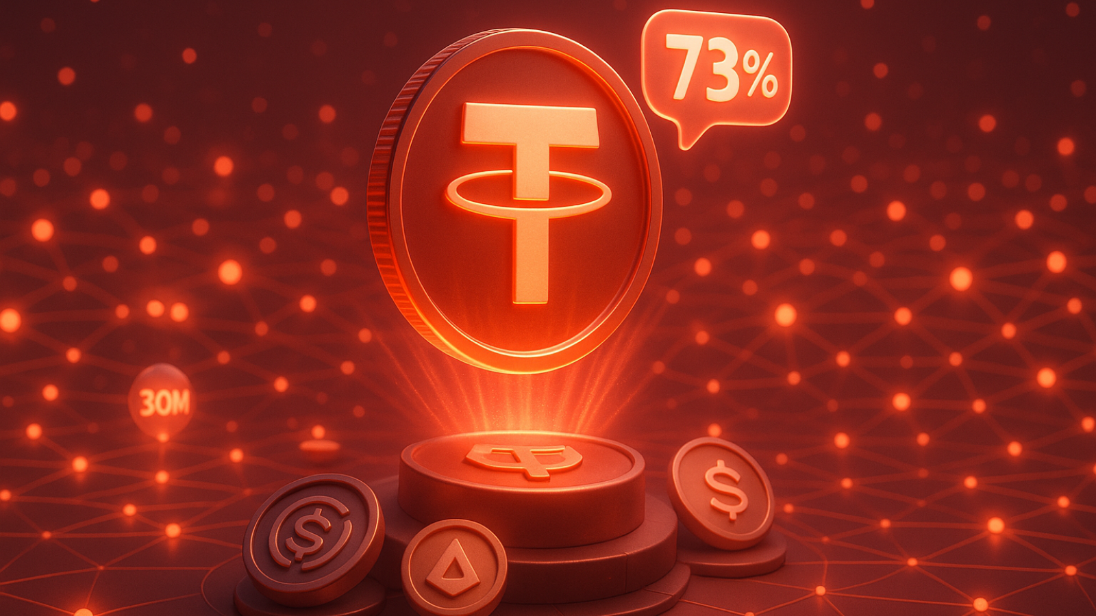 Tether dispara e domina 73% do mercado de Stablecoins com 30 milhões de carteiras ativas
