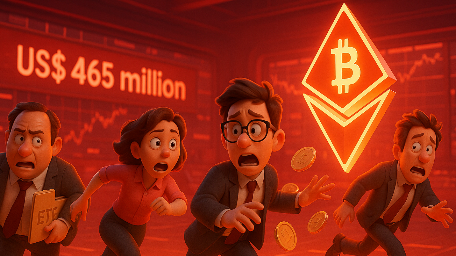 Investidores abandonam ETFs de Ethereum com saída de US$ 465 Milhões
