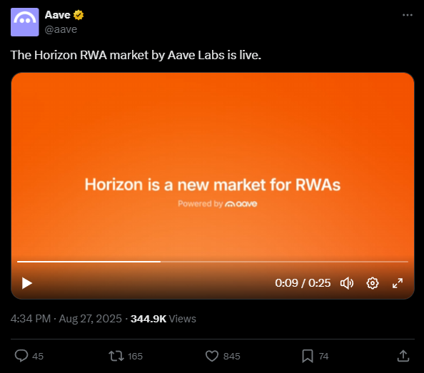 Stablecoins com ativos reais? Aave lança Horizon e transforma empréstimos institucionais