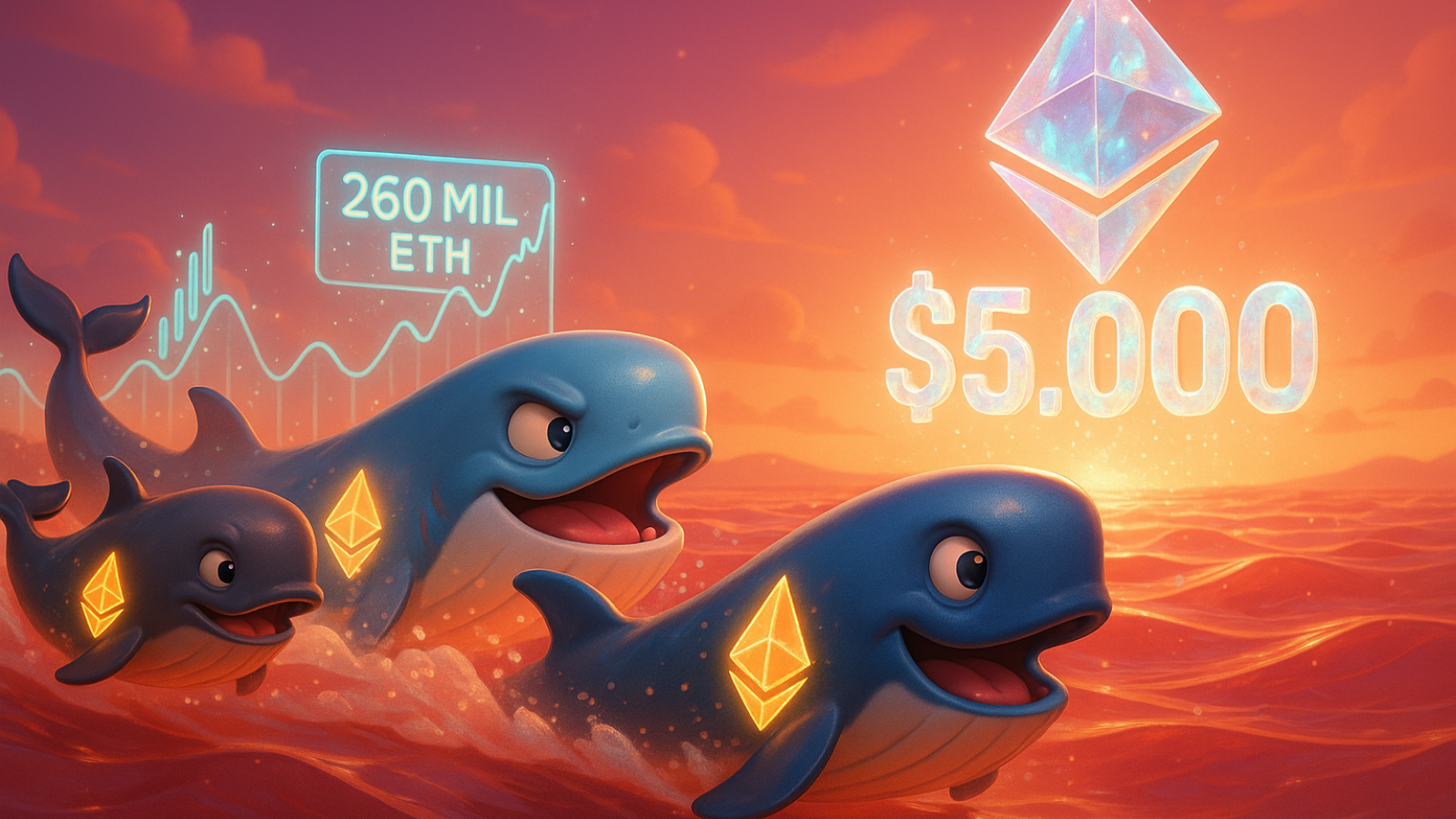 Corrida das baleias 260 mil ETH podem levar Ethereum a US$ 5 mil