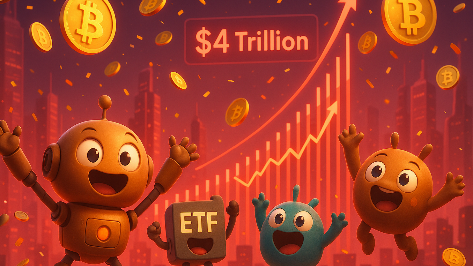 ETFs de Bitcoin disparam e mercado cripto ultrapassa US$ 4 trilhões