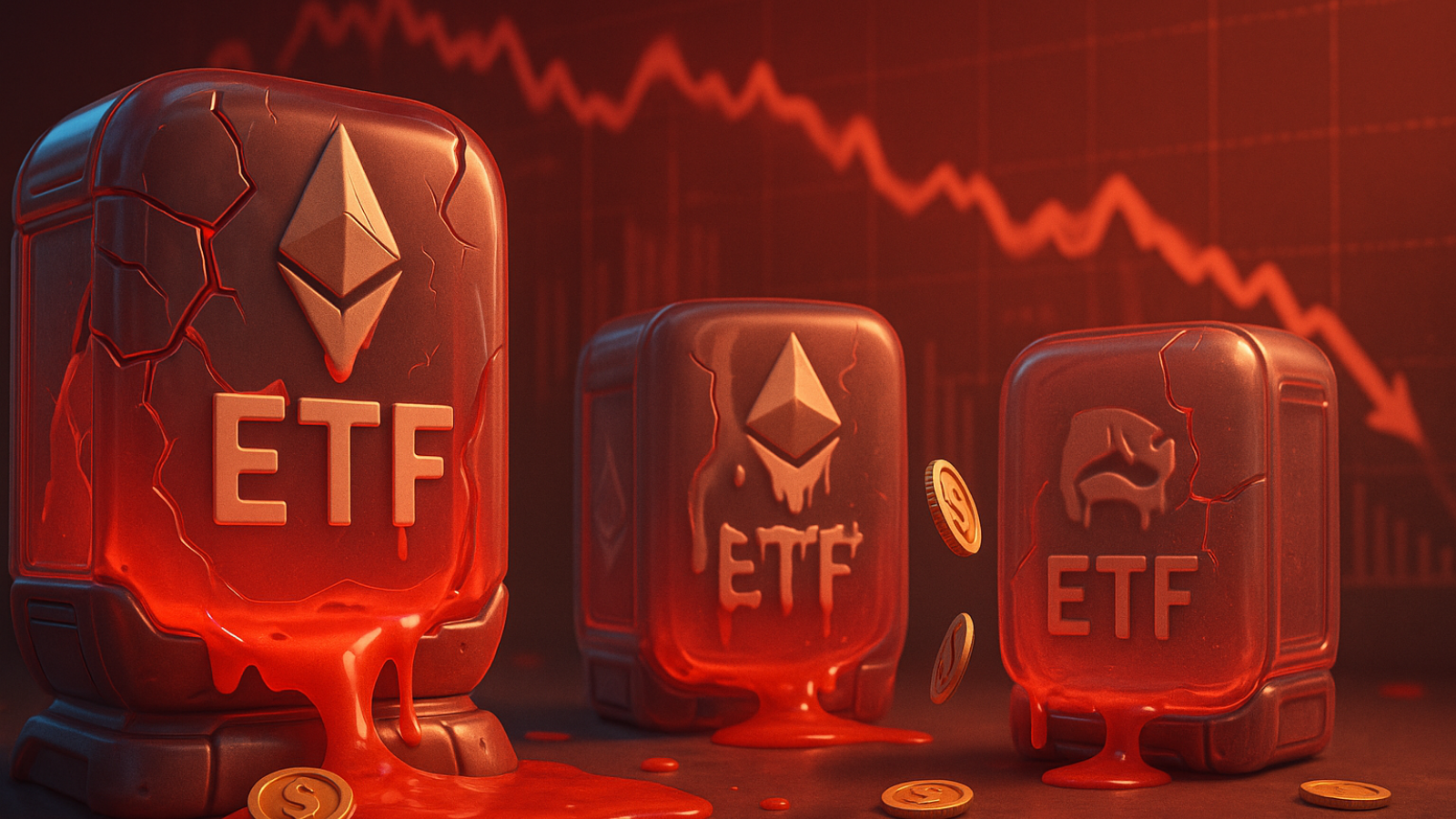 ETFs de Ethereum sangram com US$ 1 bilhão em seis dias de saídas