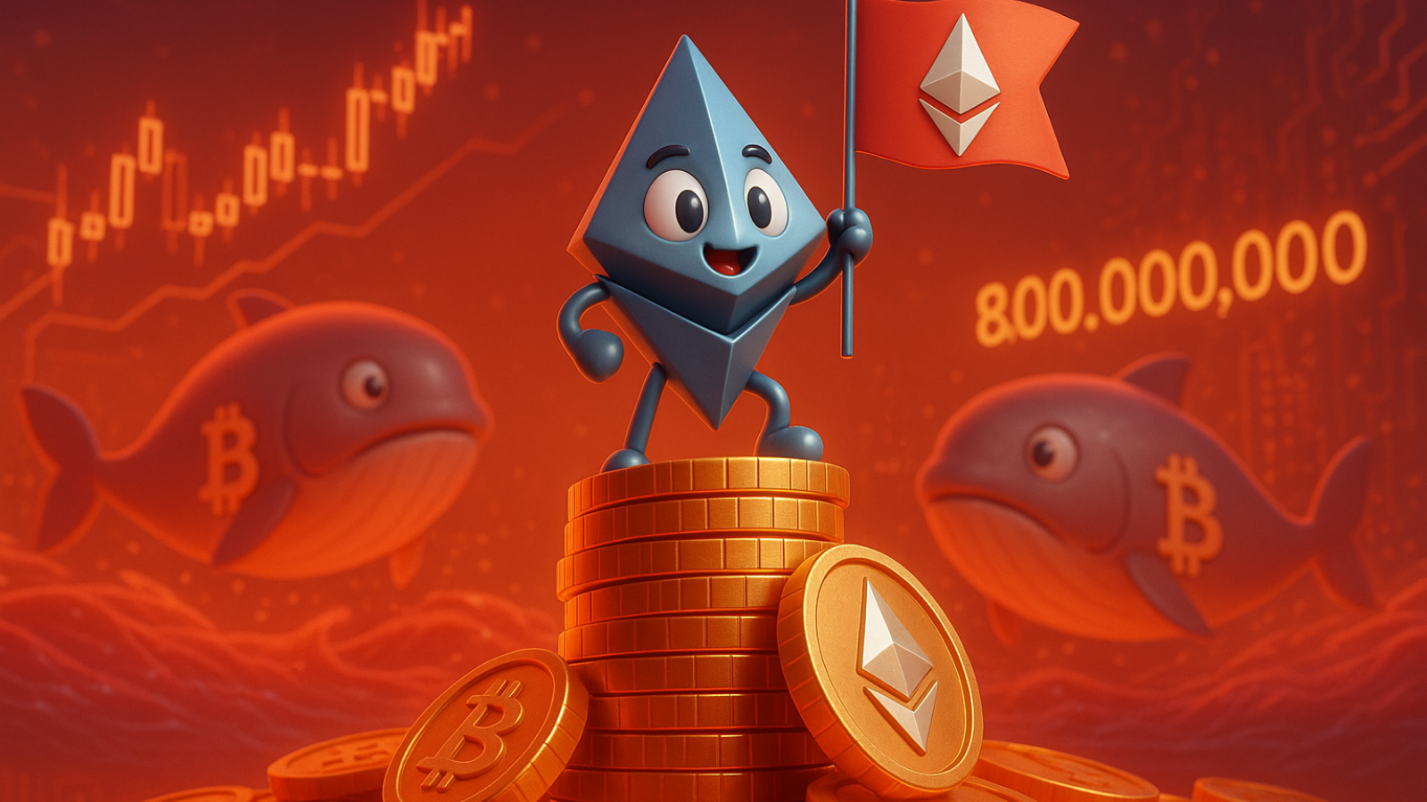 Ethereum conquista US$ 8 bilhões enquanto baleias de Bitcoin movimentam o mercado
