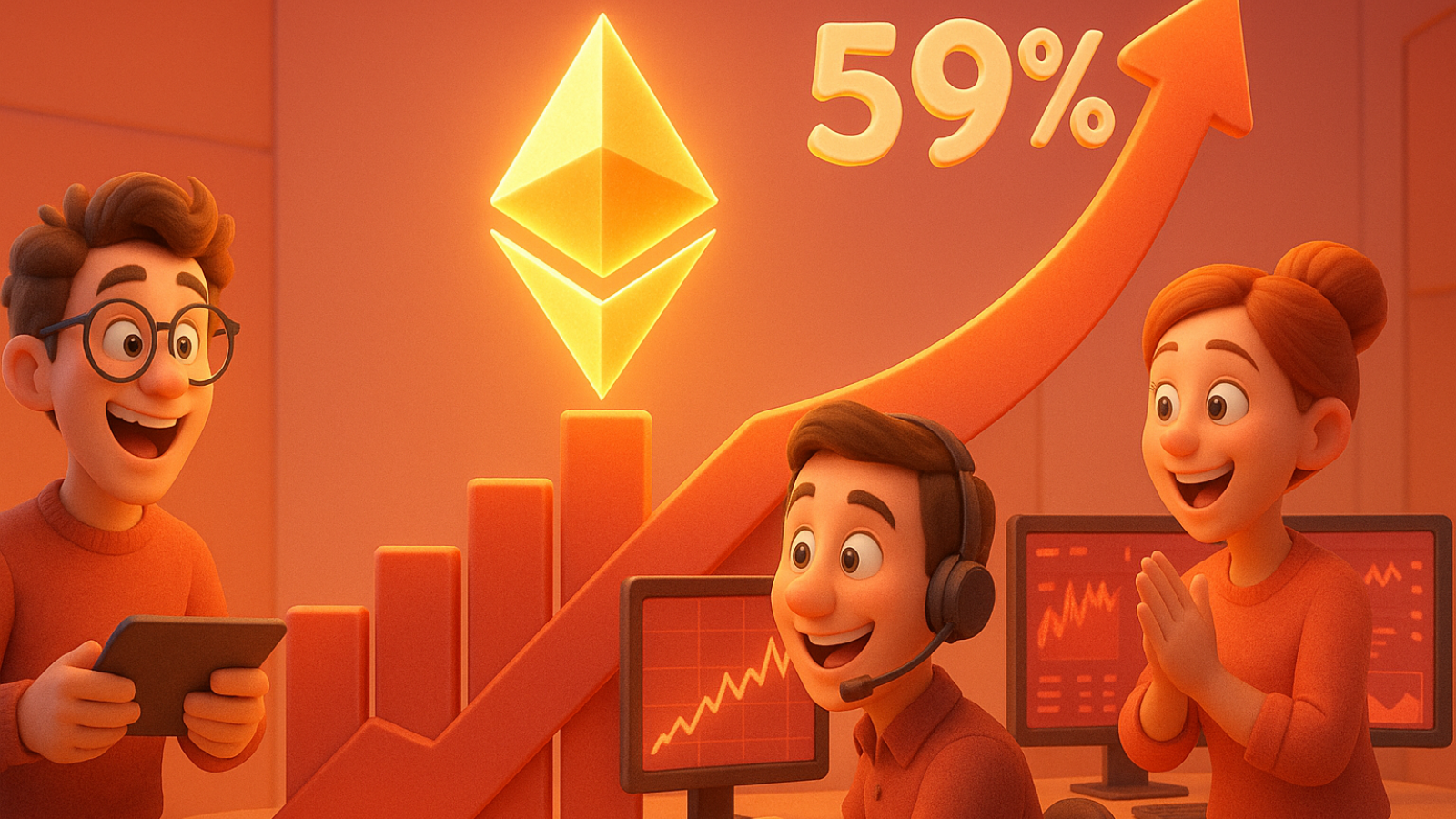 Ethereum em alta Posições longas alcançam 59% com maior exposição de traders