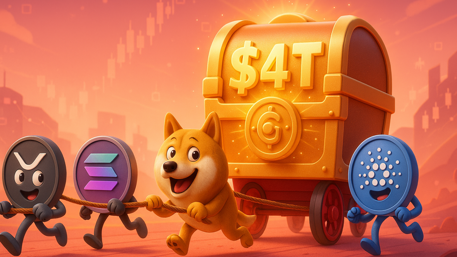 XRP, Solana, Dogecoin e Cardano puxam boom de US$ 4 trilhões no mercado de criptomoedas