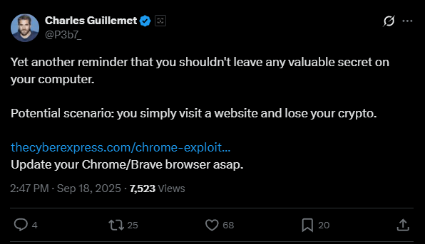 Falha crítica no Chrome pode roubar suas criptomoedas em segundos 