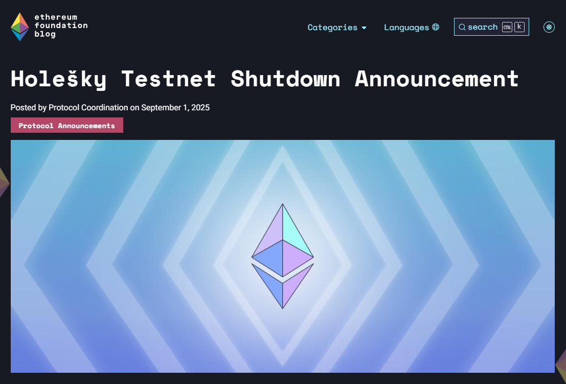 O maior testnet da Ethereum se despede e Fusaka promete transformar a rede
