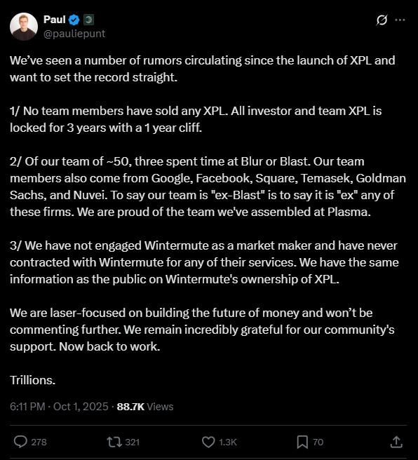 XPL em colapso? Rumores fazem token desabar e investidores entram em pânico