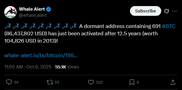 Lucro de 82.355% em 12 anos! Baleia histórica do Bitcoin reaparece e movimenta o mercado