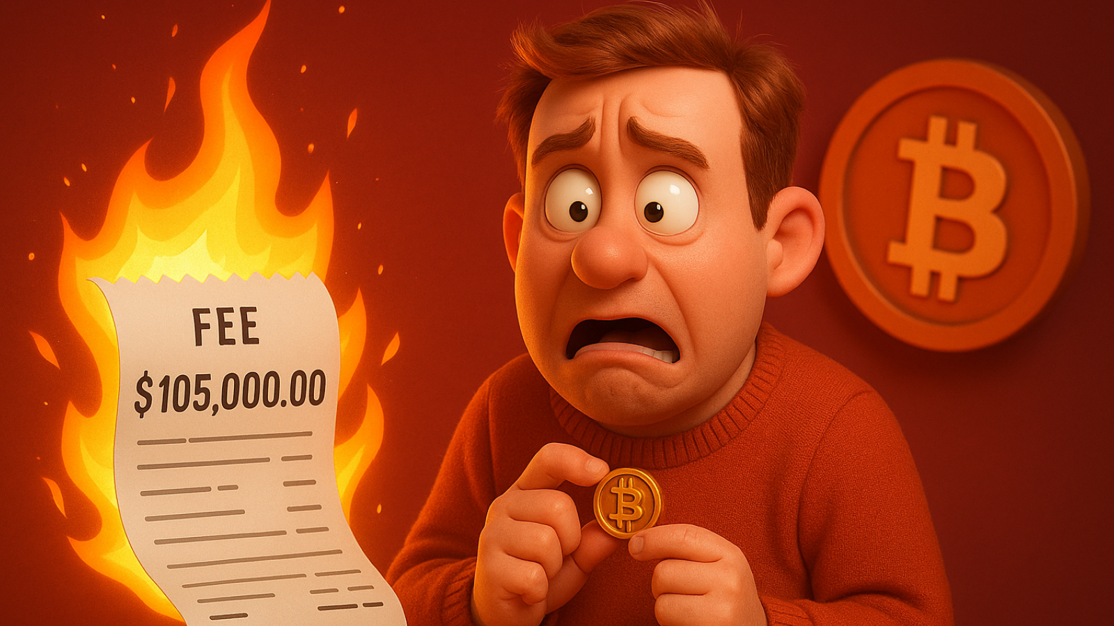 Usuário queima $105.000 em taxa de Bitcoin ao enviar apenas $10