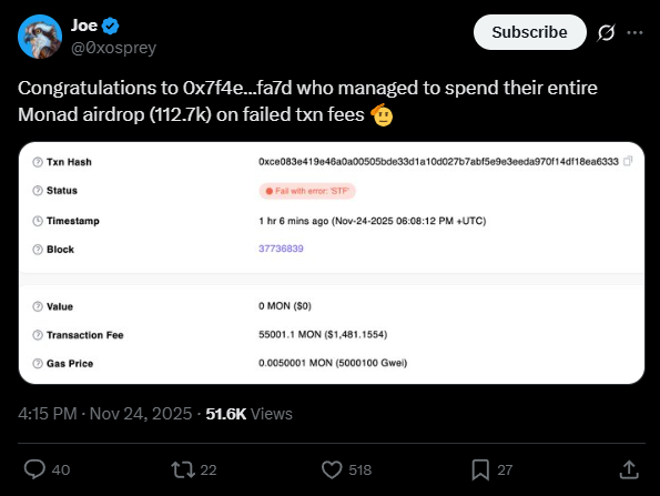 Perdeu tudo em minutos: o erro que evaporou um airdrop inteiro de US$ 112 mil