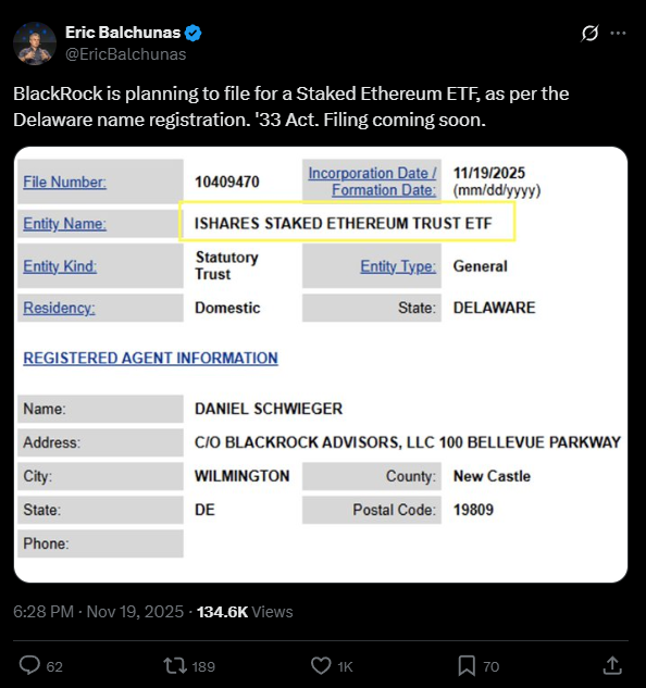 BitMine afunda US$ 3,7 bi em ETH — e ETF da BlackRock pode ser o golpe final