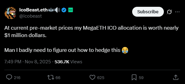 Um tweet, um milhão perdido: MegaETH cancela alocação e deixa influenciador sem nada