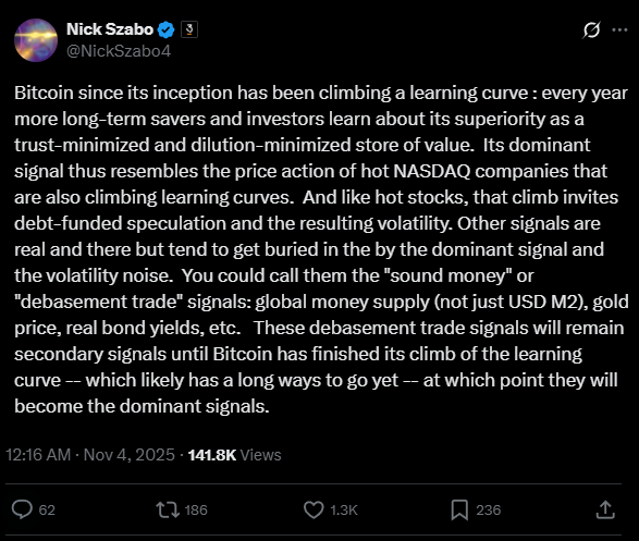 Nick Szabo explica por que o Bitcoin ainda é mal compreendido — e o que vem a seguir