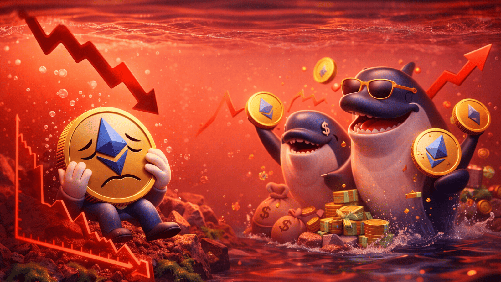 40% do Ethereum está no prejuízo enquanto baleias adotam estratégias opostas