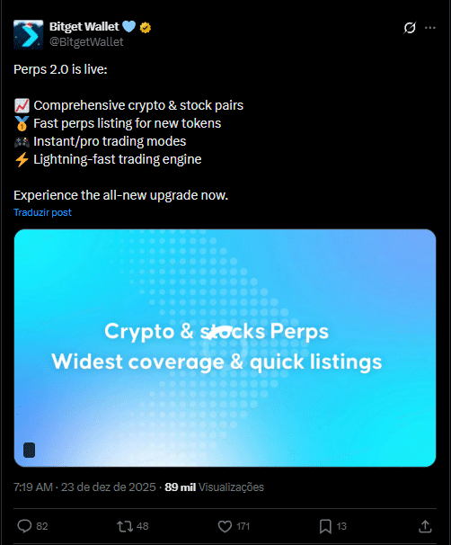 Bitget Wallet lança trade de perpétuos com 150x