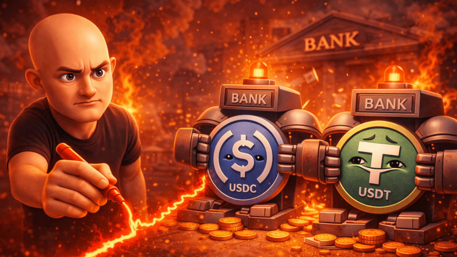 “Linha vermelha”: CEO da Coinbase acusa bancos de tentar sufocar stablecoins nos EUA