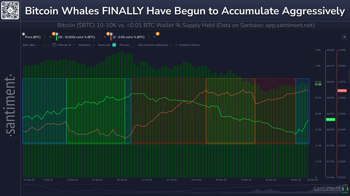 Baleias acumulam 47.584 BTC em dezembro e viram o jogo após um mês de vendas