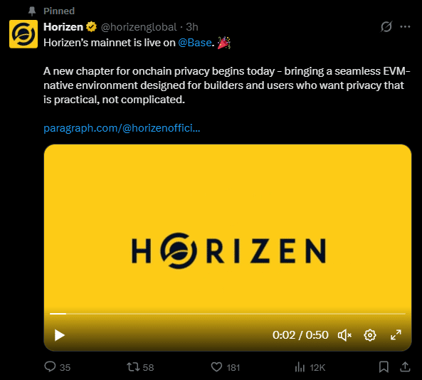 Horizen renasce na Base com promessa ousada: “modo privacidade” para qualquer app em um clique