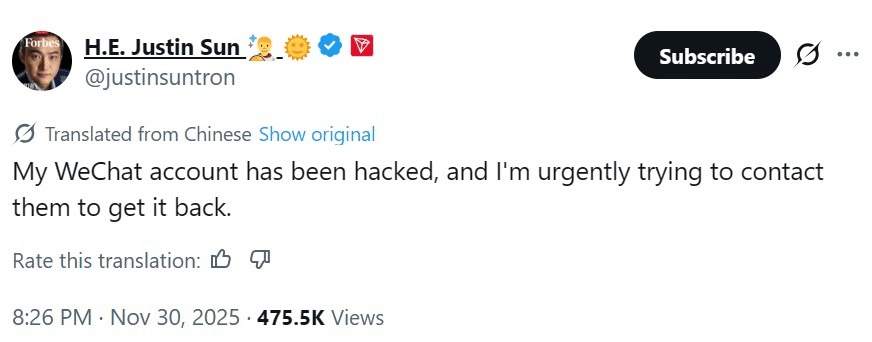 WeChat hackeado: golpe usa co-CEO da Binance e lucra US$ 55 mil em minutos
