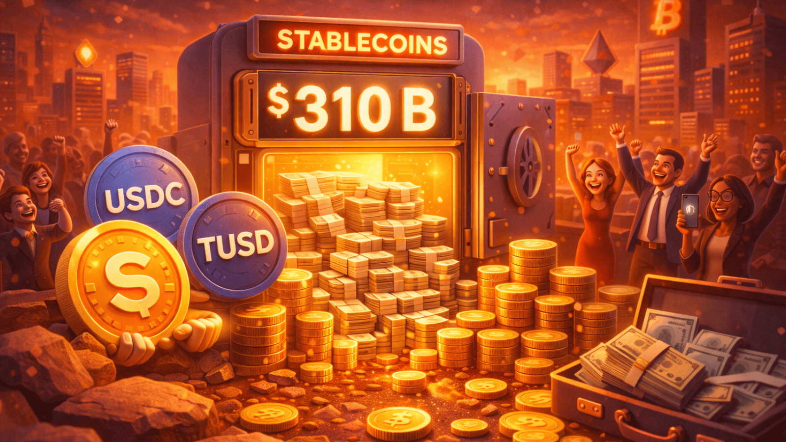 Mercado de stablecoins atinge US$ 310 bilhões e revela nova fase da adoção cripto