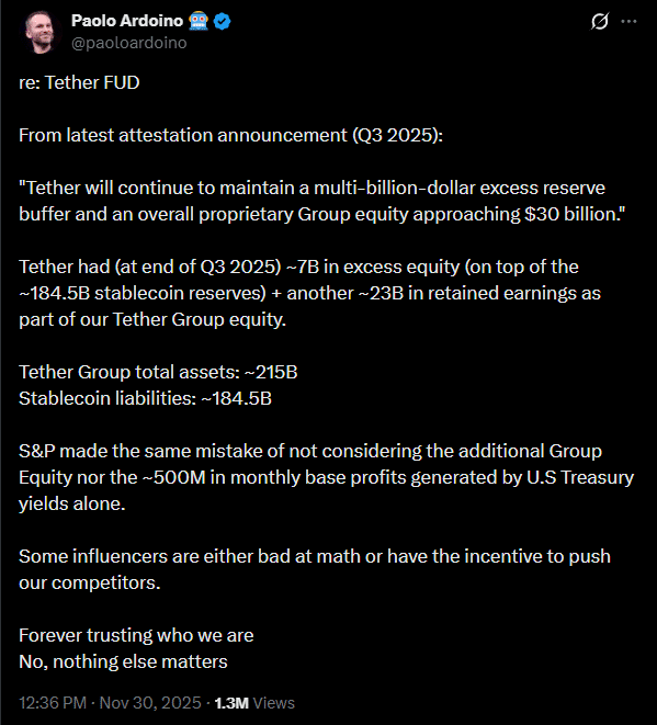 FUD sobre Tether? Especialistas confirmam reservas bilionárias e estabilidade da maior stablecoin