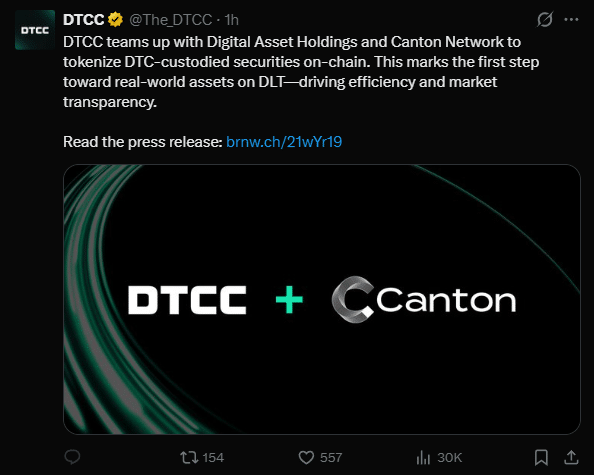 Wall Street onchain: DTCC recebe aval da SEC e leva títulos do Tesouro à blockchain