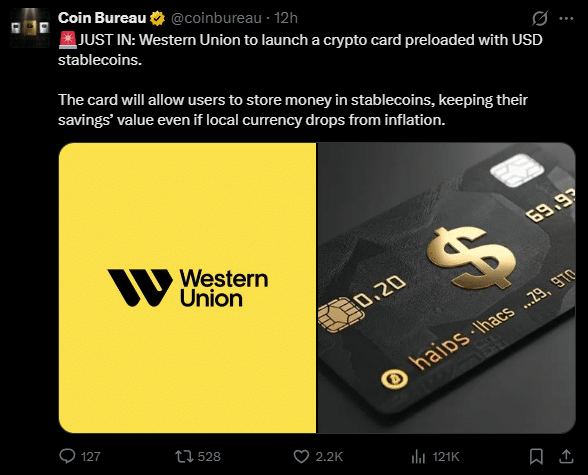 Western Union cria moeda própria e aposta na Solana para dominar o mercado de remessas