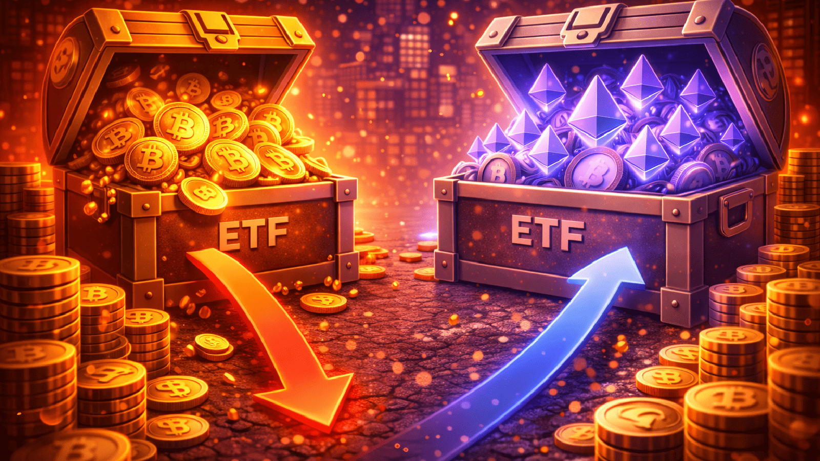 ETFs de Bitcoin registram saída de US$ 105 milhões enquanto Ethereum atrai novos investidores