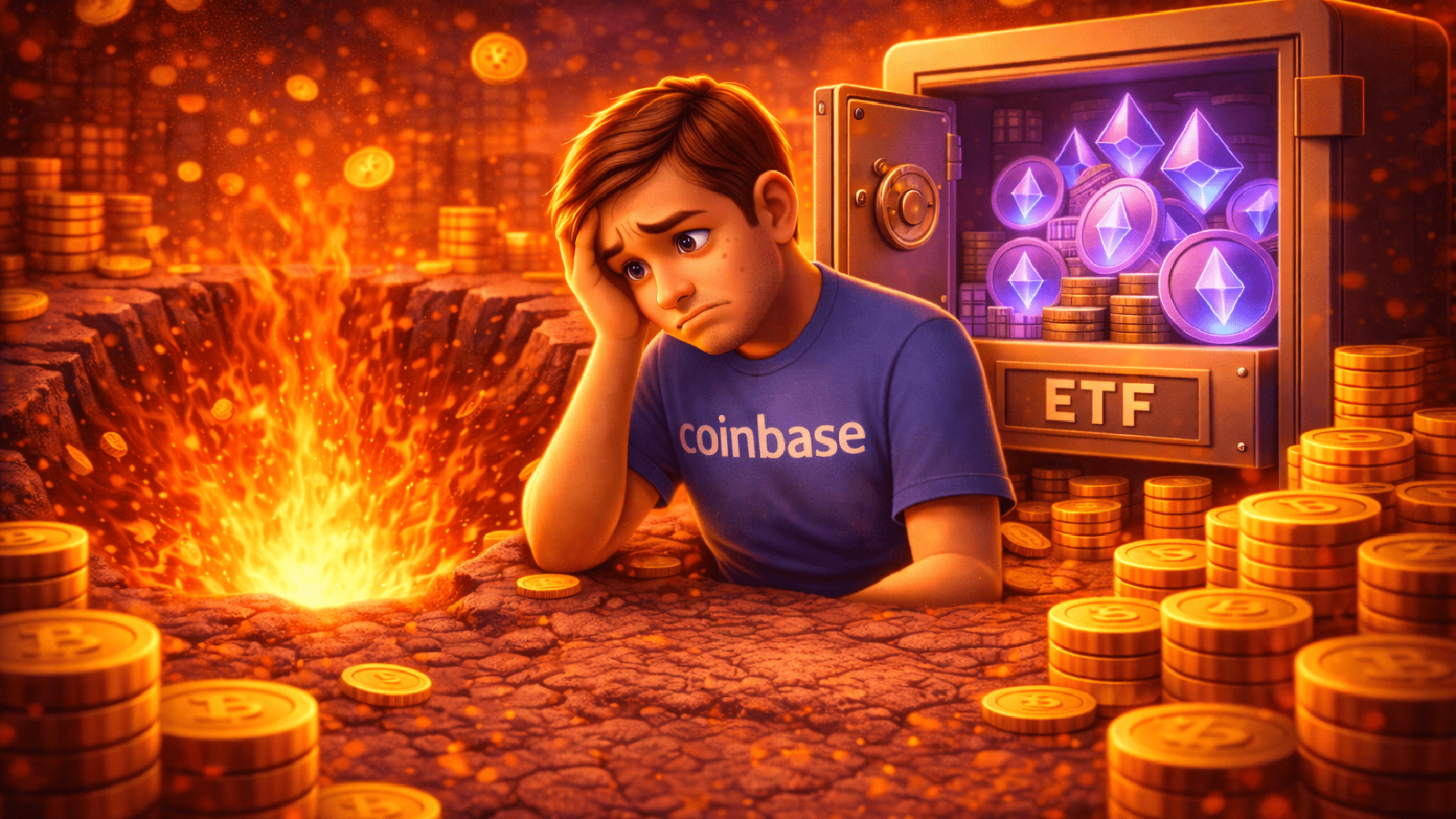 Entre bilhões perdidos e ETFs bilionários: O dilema estratégico da Coinbase