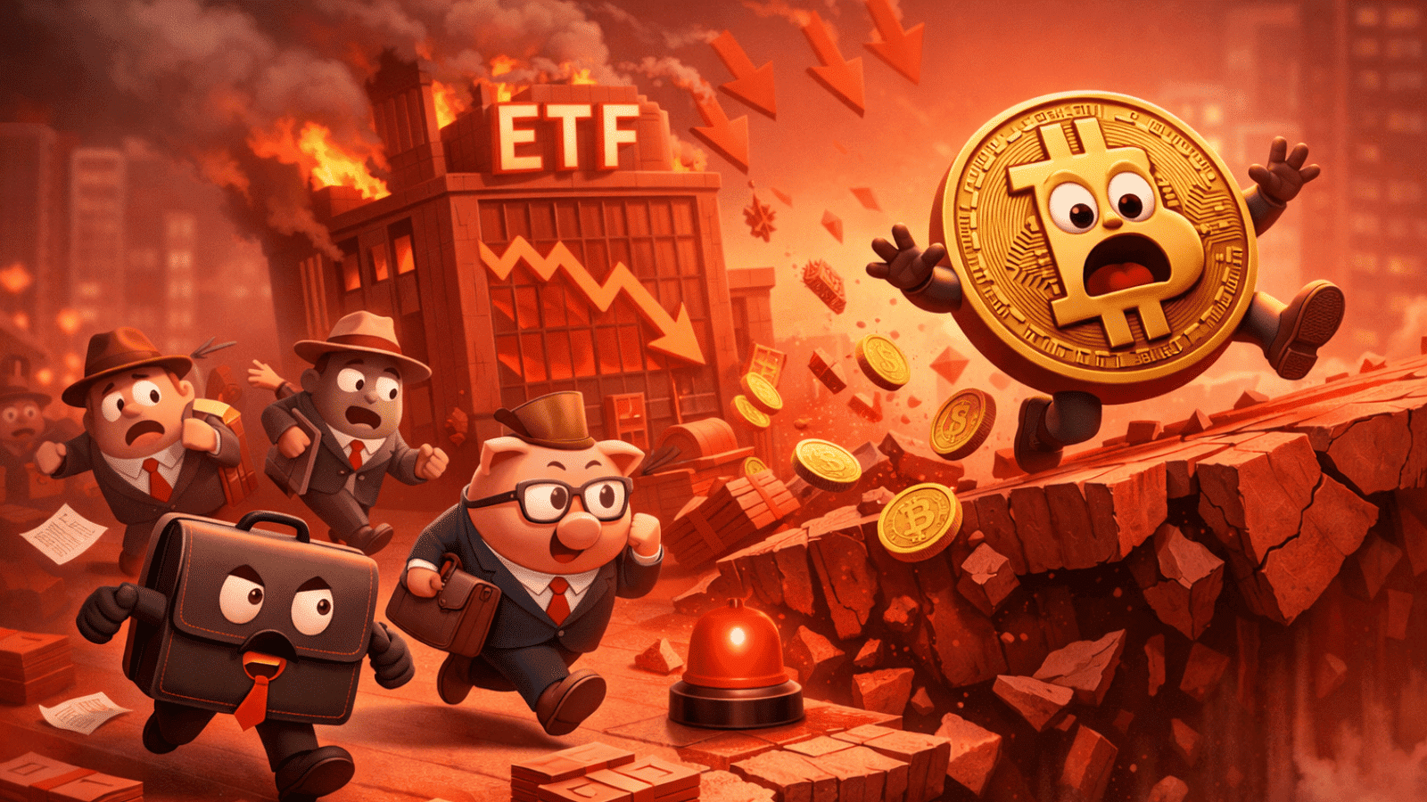 Institucionais batem em retirada: ETFs de Bitcoin perdem US$ 6 bilhões e ligam alerta no mercado