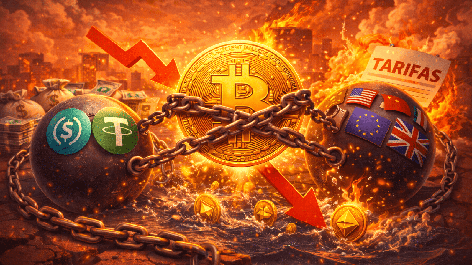 Preço do Bitcoin enfrenta obstáculo duplo Stablecoins paradas e impacto das tarifas globais