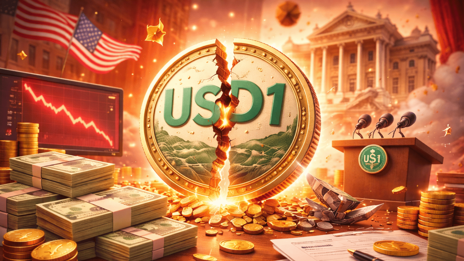 Stablecoin USD1 quebra o peg e expõe fragilidade em projeto ligado à política