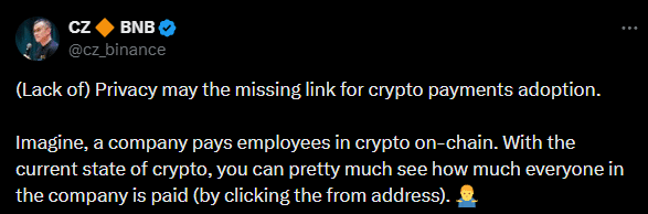 Sem privacidade, sem futuro: CZ revela o elo perdido que pode travar a adoção massiva do setor cripto