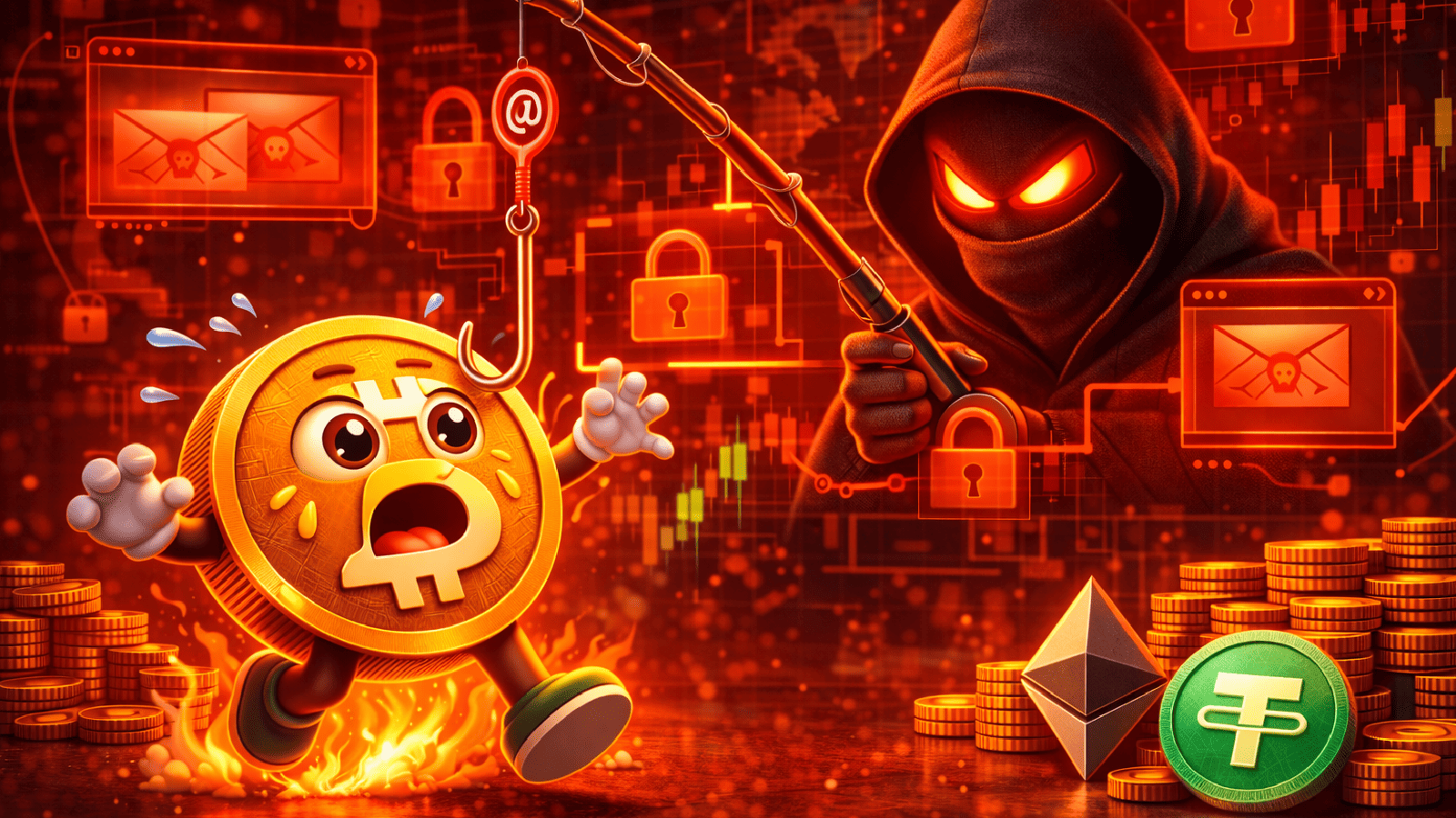 Ataques em criptomoedas caem para US$ 49 milhões em fevereiro, mas os ataque de phishing vira a nova arma dos hackers