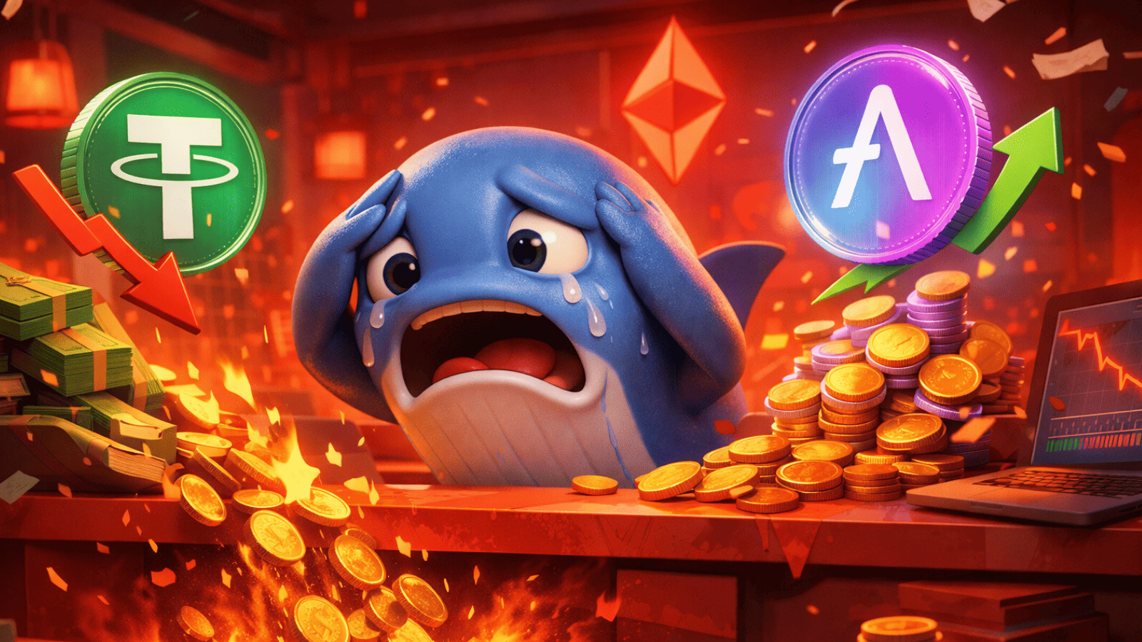 Baleia cripto perde quase US$ 50 milhões ao tentar trocar USDT por AAVE na Ethereum