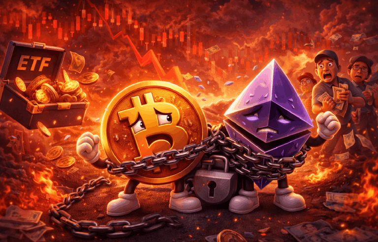 Bitcoin e Ethereum travados: ETFs cripto registram forte saída de investimentos