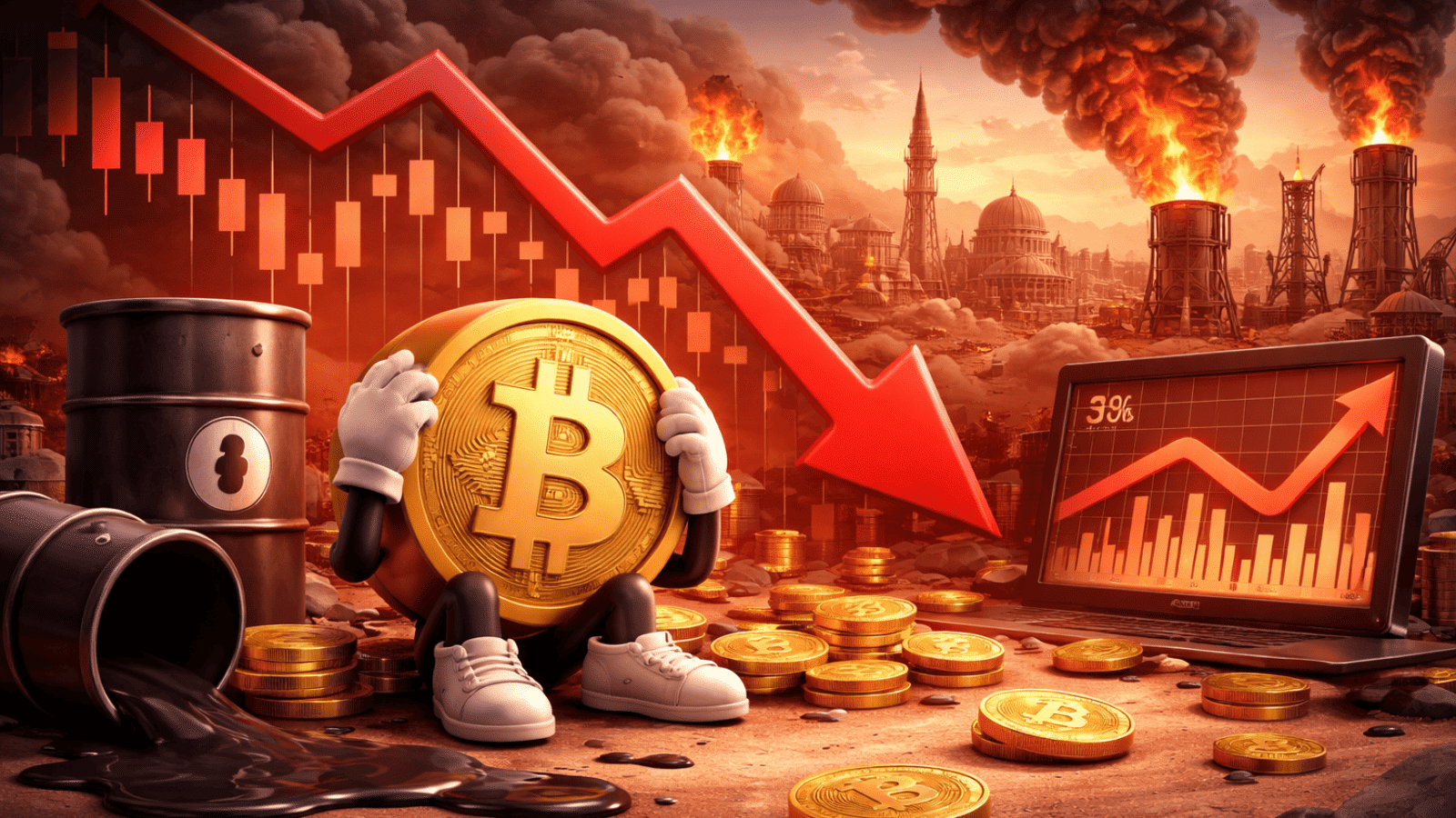 Bitcoin recua com guerra no Oriente Médio e petróleo em alta: até onde o preço pode cair?